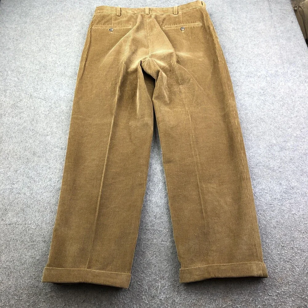 Brooks Brothers Pants Mens 35x30 Brown Corduroy Dress Pleated Straight Leg 346